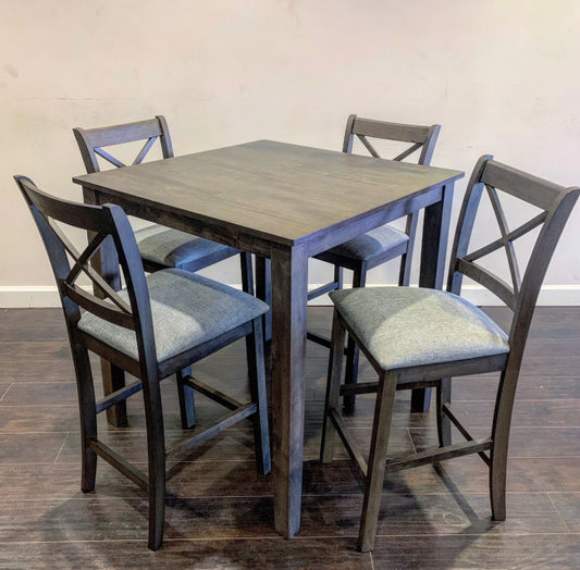 Tahoe - Grey - Pub Table + 4 Chairs